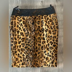 NWOT Luisa Spagnoli Leopard Print Pencil Skirt in Brown and Black sz 46 or US L